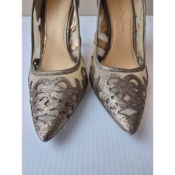 Jessica Simpson JP Pictra Heels Sz 8M Gold - Picture 7 of 9
